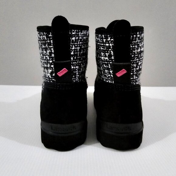 Larroude Vail Hiking Boot Water Resistant Shoe Black Grey Tweed Nubuck 7.5 - Picture 7 of 13